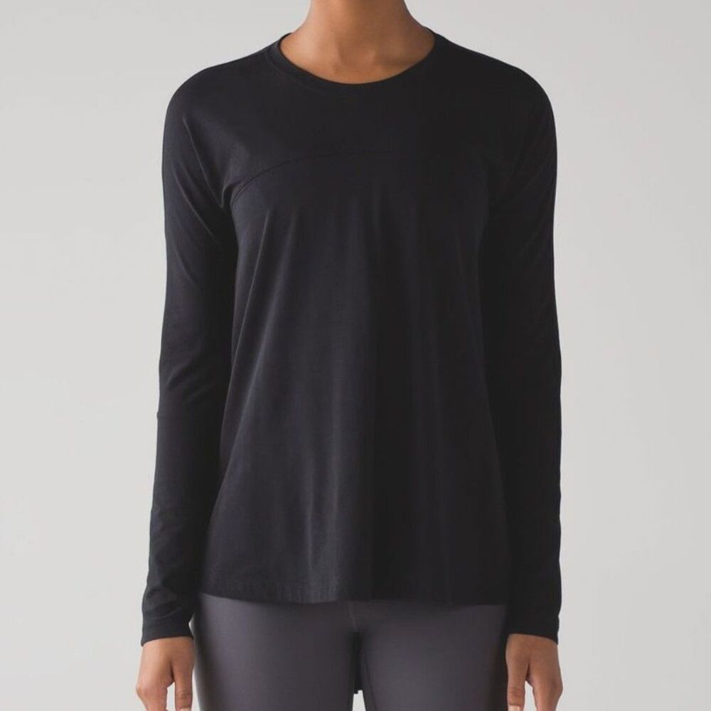 Lululemon Acadia Tunic Womens 8 Black High Low Swing Top Pima Cotton Lightweight